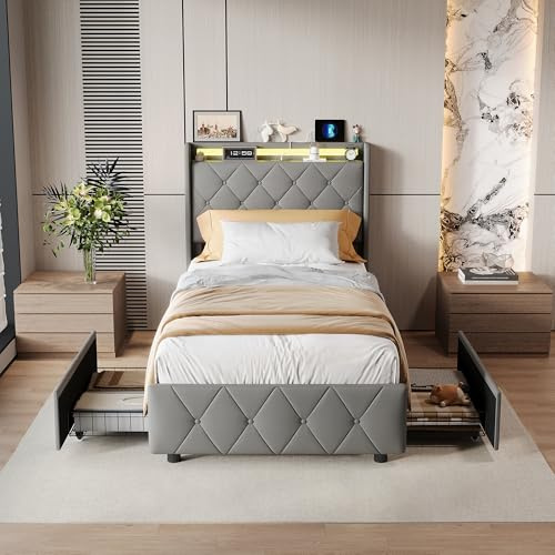 WSOFZMO Polsterbett 90x200, Jugendbett 90x200 cm, Einzelbett mit stauraum, Bettgestell mit Lattenrost, Samt, Ohne Matratze (Stil 6 Grau)