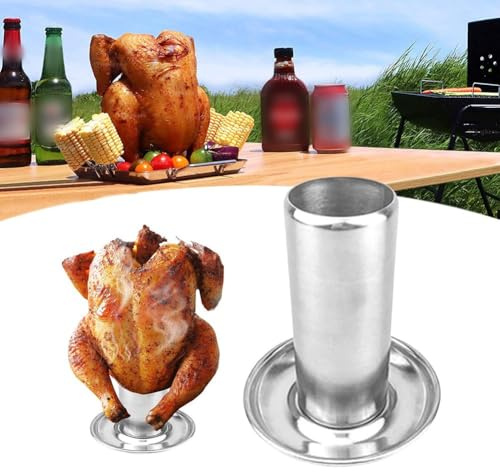 Whychstore Support de cuisson vertical en acier inoxydable pour canettes de bière et poulet - Pour griller et rôtir au four - Accessoire de barbecue compact pour le jardin ou la cuisine