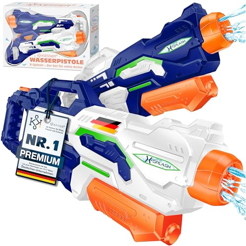 KESSER® Wasserpistole 2er Set Wasserpistolen Spritzpistolen Reichweite 10-11 Meter, Fassungsvermögen 1500ml Wasserspaß Strand Spielzeug im Freien für Kinder und Erwachsene Strandpool
