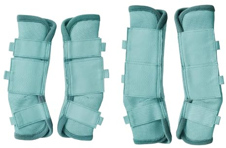 Gallopoff Lot de 4 Guêtres Chevaux, Éviter de Taper du Pied, Vert Menthe L | Velcros Renforcés, Maille Respirante, Ne Frottent Pas, pour le Paturage et l'écurie