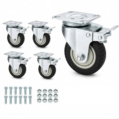 GONBERY Schwerlastrollen 75 mm, 4er-Set mit 4 Bremsen, bis 330 kg
