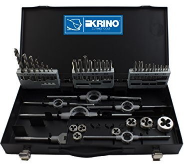 Krino 17020500 machos y terrajas HSS M 3 ÷ 12, juego de 43 piezas, acero