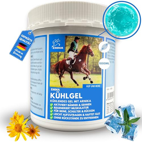 Kühlgel Pferd I Pferdesalbe Pferdebalsam kühlend 1000 ml Gel mit Arnika Salbe hochkonzentriert I Kühlsalbe Pferd extra stark Sehnen Gelenke Muskeln I kühlende Salbe I Kühl Arnica Gel bei Muskelkater