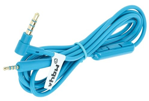vhbw Audio AUX Kabel kompatibel mit Bose QuietComfort 35 II Kopfhörer | Audiokabel 3,5 mm Klinkenstecker, Mikrofon, Rufannahme-Taste, 150 cm Blau