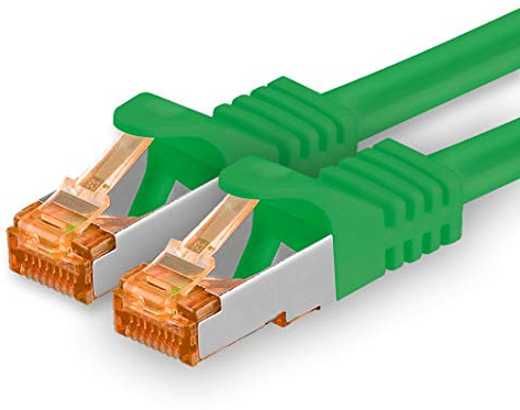 1aTTack.de Cat.7 Cavo di Rete 1m - Verde - 1 Pezzo - Ethernet LAN Cat7 Cat 7 SFTP Spina RJ45 Cat6a 10 Gbit s Compatibile con Cat5 Cat6 Cat6a Cat8 per Switch Router Modem Patchpanel