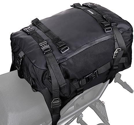 Rhinowalk Borsa multifunzione per moto, borsa da sella per moto, borsa per portapacchi, borsa posteriore, 30 l, colore nero