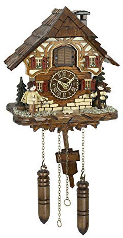 SELVA Kuckucksuhr Dankerode mit Figuren aus dem Erzgebirge – aus Holz – 24 cm – Made IN Germany