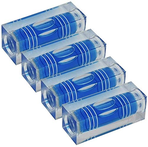 UMEI Lot de 4 mini niveaux à bulle haute précision à trois lignes - 40 x 15 x 15 mm - Bleu