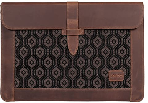 Londo Echtleder Tasche, Hülle für MacBook Pro – 13,3 & 13 Zoll und iPad Pro 12.9 Zoll Kompatibel mit M1 and 2020 Model (Blau) (Zimt, 13 Zoll)