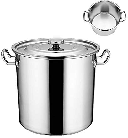 WHLMYH POT Zuppiera con coperchio, in acciaio inox con coperchio, antiaderente, adatto per varie fonti di calore, 25 cm, argento, 55 cm, 55 cm, 55 cm, 55 cm e 55 cm