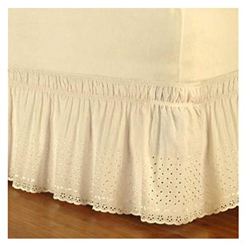 Cache Sommier,Cache Sommier 160x200 Lit jupe portefeuille en vrac coton brodé Couvre-lit Grande antipoussière feuille de Lotus Couvre-matelas 1,5 M / 1,8 M / 2 M Lit simple Jupe ( Color : Yellow )