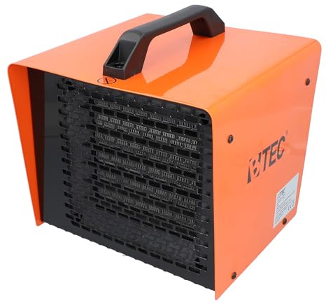 BTEC Heizlüfter 3000 Watt - Elektroheizer - Keramik Heizelemente - 2 Heizstufen - Frostwächter - Perfekt für Baustelle, Werkstatt, Garage - Heizstrahler - 3kW Heizer