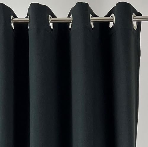 NOVUM fix Filzvorhang mit Ösen, Softfilz Thermovorhang Kälteschutz, Türvorhang Raumteiler Übergardine extra lang 350 cm hoch energiesparen, schwarz (138x350cm(BxH)