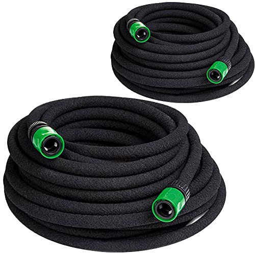 MONZANA® Bewässerungsschlauch 30 m 1/2 Zoll T-Verbinder Ober- & Unterirdisch verlegbar Garten Perlschlauch Tropfschlauch Bewässerung 2x 15m