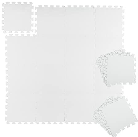 96x sport- och golvmatta 30 x 30 cm, bullerdämpande och stötsäker, 8,64 m², fitness och sportutrustning, vit
