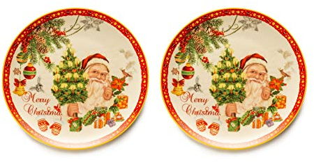 Noel by Lamart 1022380 Lot de 2 assiettes à dessert en porcelaine