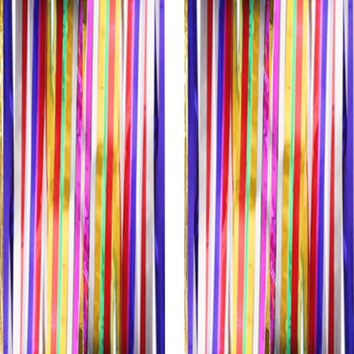 Mehrfarbig Backdrop Streamers AILEXI 2 Pack 1M*2M Metallic Tinsel Folie Fringe Vorhänge für Photobooth Party Dekor