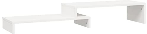 vidaXL Monitorständer Schreibtischaufsatz Monitorerhöhung Bildschirm Aufsatz Bildschirmerhöhung Bildschirmständer Weiß (52-101) x22x14cm Massivholz Kiefer