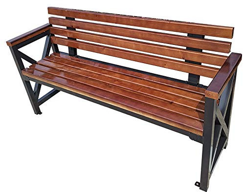 ZMYJTO Terrassenbank aus Holz, Gartenbank aus Gusseisen, Rahmen aus Gusseisen und korrosionsbeständiger Massivholz-Gartensitz, Parkbank, Freizeit-Veranda-Stuhl mit Rückenlehne und Armlehnen, geeign
