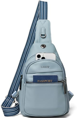 LATMAP 7L Brusttasche Damen,Sling Bag Damen Kleine Crossbody Bag PU Leder Tasche Umhängetasche Diebstahlsicher Schultertasche für Outdoor Sport