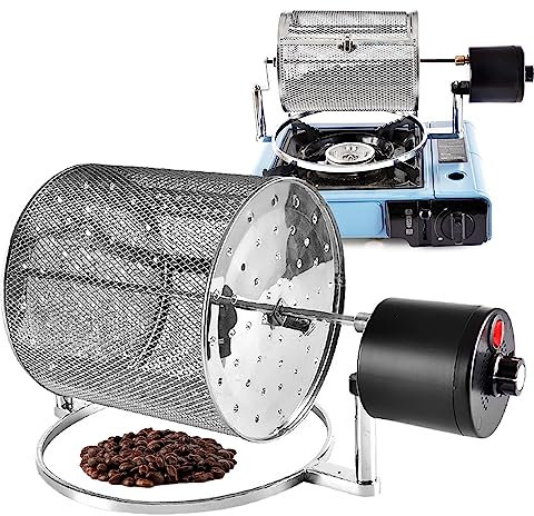 potow TorréFacteur De Grains De Café éLectrique, Machine De TorréFaction De Cuisson en Acier Inoxydable, Machine De TorréFaction De Café De Type Tambour Network-Window Baked-Beans Machine,800g