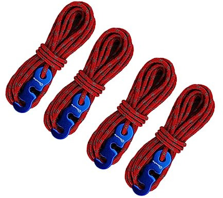 BESPORTBLE 4 Stück Reflektierende Zeltseile 3mm Aus Nylon Und Polyester Mit Aluminiumlegierung Seilhaken Flexibles Abspannseil Für Camping Wandern Outdoor Zelt Und Markise Sicherheitsleine in Rot