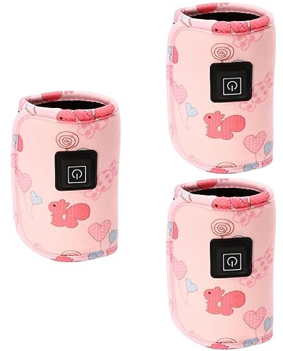 Kisangel 3 Stk Flaschenwärmer Flasche Wärmer Tasche Speisenwärmer Isolierte Babyflaschentasche Usb Wärmebewahrer Milch Neugeboren Rosa Zusammengesetzter Samt Nuckelflasche