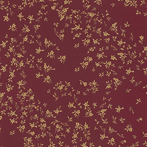 BRICOFLOR Papier peint fleuri rouge et doré Tapisserie à motif style baroque Papiers peints élégants couleur rouge et or pour salon et salle à manger
