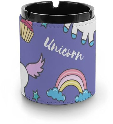 Ashtrays For Cigarettes Cup Cake Unicorn Leather Ashtray Smoking Ash Tray Holder For Home Hotel Office Table Top