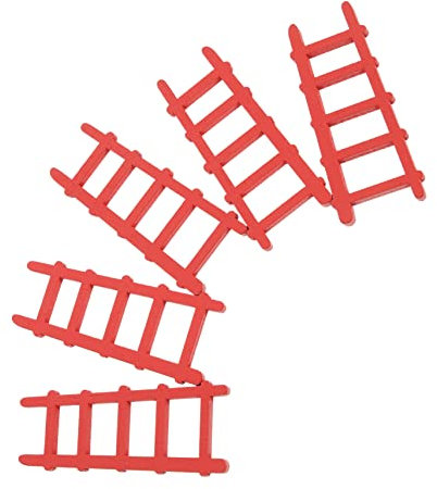 UPKOCH Mini Wooden Step Ladders 5pcs Mini House Miniature Ladders DIY Photo Props Red Dollhouse Supplies