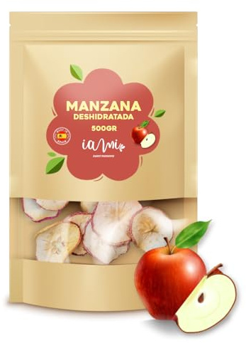 IAMI Manzana Deshidratada en Tiras 500 g | Fruta Confitada con Azúcar | Bolsa doypack | Origen Tailandia | Aperitivo dulce para picar entre horas | Para coctelería y repostería