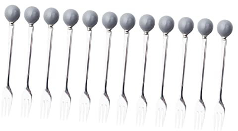 Alipis 12pcs Ceramic Handle Mini Fork Ice Fork Creative Flatware Home Tableware Mini Spoon for Desserts