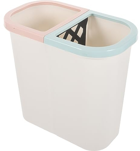 MAGICLULU Dual Kitchen Trash Can, 2 Compartments Garbage Can, Plastic Recycling Bin, Sorting Wastebasket for Office Bathroom Home Bedroom Food Scrap Container White