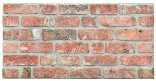 Homgoday 3D Brick Wall Panels Red 11 Pieces EPS 3D Brick Wallpaper Decorative Wall Panels Fake Brick Wall Panel Self Adhesive for Living Room
