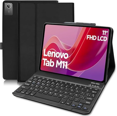 COEZFE Funda Teclado para Lenovo Tab M11 2024 11 Pulgadas, Español Ñ Bluetooth Magnético, Smart Funda con Teclado QWERTY para Lenovo Tab M11 Tablet 11 (TB330FU/TB330XU) 2024, Negro