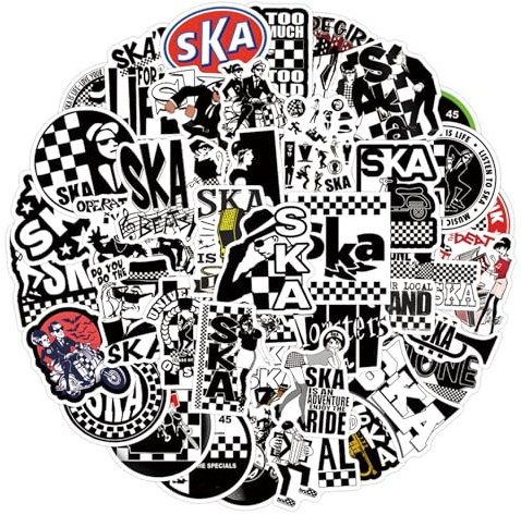 55 Pcs SKA Stickers for Kids Teens Adults Boys Girls Gift,Stickers Pack for Laptop,Skateboard,Luggage,Car,Bike, Cup,Computer,Water Bottle Decor,SKA Vinyl Waterproof Sticker Decals