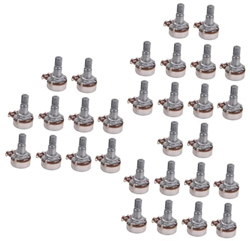 Artibetter 30stücke Ak Potentiometer Für Gitarre Und Bass Lange Geriffelte Achse Audio-taper Niedriger Reibungswiderstand Für Austausch Von Steuerknöpfen