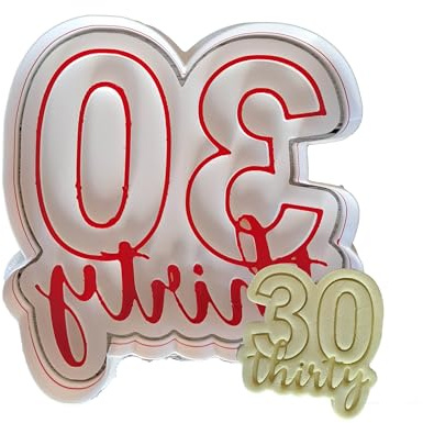 Tagliabiscotti.it - 30 thirty - Compleanno - Cookies Cutter - Formina Stampo per creare biscotti e decorazioni in pasta di zucchero per torte classiche o in cake design - 8 x 7,5 x 1,2cm
