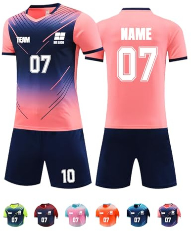 Generisch Personalisiert Trikot mit Eigenem Namen Nummer Logo, Trikot Selbst Gestalten Fußball für Kinder Erwachsene