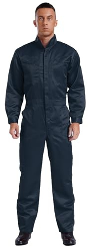 Freebily Herren Arbeitsoverall Langarm Arbeitskleidung Overall Jumpsuit Mit Reißverschluss Und Muti Taschen Staubdichtig Verschleißfestig Marineblau XL