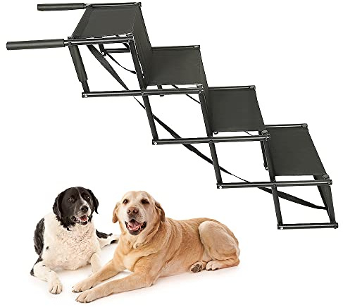 WODFARR Hunderampe I bis zu 75 kg, faltbare Hundetreppe, Hunderampe I Auffahrrampen für kleine und große Hunde, Auto (Schwarz, 45 L x 139 W x H 56 – 76 cm, 4)