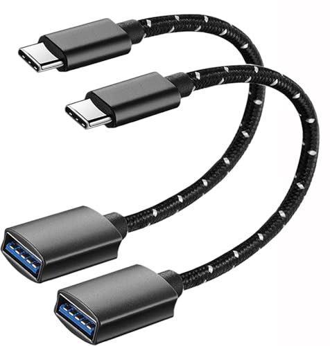 Adattatore da USB C a USB [2 Pezzi] Cavo OTG Tipo C Maschio a USB Femmina, Compatibile con iPhone 16 Pro Max/15 Pro Max, iPad Pro, MacBook, Samsung Galaxy S24/S23/S22, Huawei