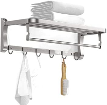 DKRAHRJJ Badezimmer-Handtuchstange, Badetuchhalter Aus Edelstahl, Faltbarer, Wandmontierter, Doppelter Handtuchhalter, Handtuchstange/80Cm