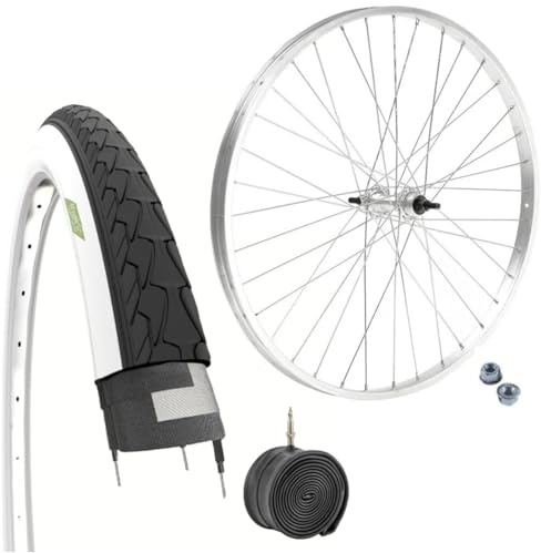 Cerchio Posteriore 28 x 1.75 Ruota in Alluminio 1V + Copertone Bianconero 700X35C x Bici CityBike Stradale Olandese