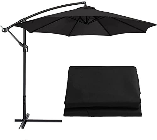 Ersatz-Stoffbezug für Terrassenschirm, 2 m, 2,7 m, 3 m, wasserdichter Stoffbezug für 6-armige Sonnenschirme, schwarz, nur ideal für Gartenschirme, langlebig und stilvoll