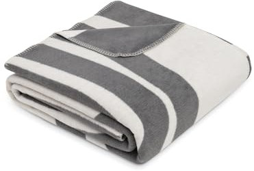 Ibena Decke 150x200 cm - Baumwollmix, Made in Germany, warm & weich, Kuscheldecke grau weiß Regenbogen