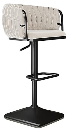 Barhockerss Höhenverstellbar, Esszimmerstühle Drehbar mit Rückenlehne, 82-101cm Höhenverstellbar, Stehhocker für Zuhause Bar Café Restaurant 7 Farben(Beige+Black)