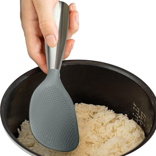 GjnjfdF Cucchiaio da cucina per riso, cucchiaio da riso,Silicone in piedi antiaderente in silicone | Utensili da cucina resistenti al calore, utensili da cucina multifunzionali per la zuppa