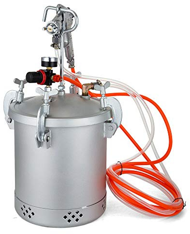 Pistolet à peinture sous pression de 10 l, avec buse de 3 mm et 2 tuyaux, pour peinture à l'eau, vernis, traitement des taches et des surfaces fines, argenté