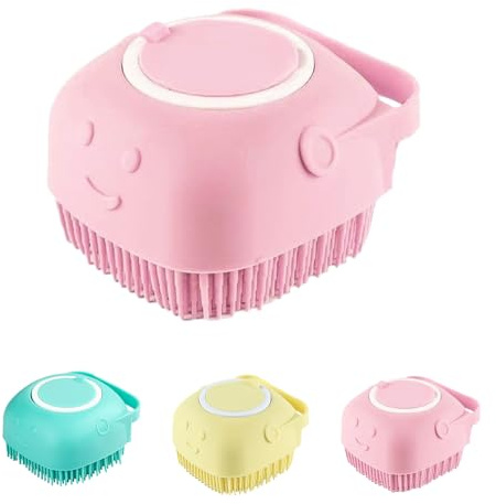 FUYIHGL Shampoo Bürste Bubble Brush für Baden Hundeseife mit Seifenspender Dusche Bürste Silikon mit Loop Handle für Haustiere Hunde Katzen Doggie (1Pcs rosa)